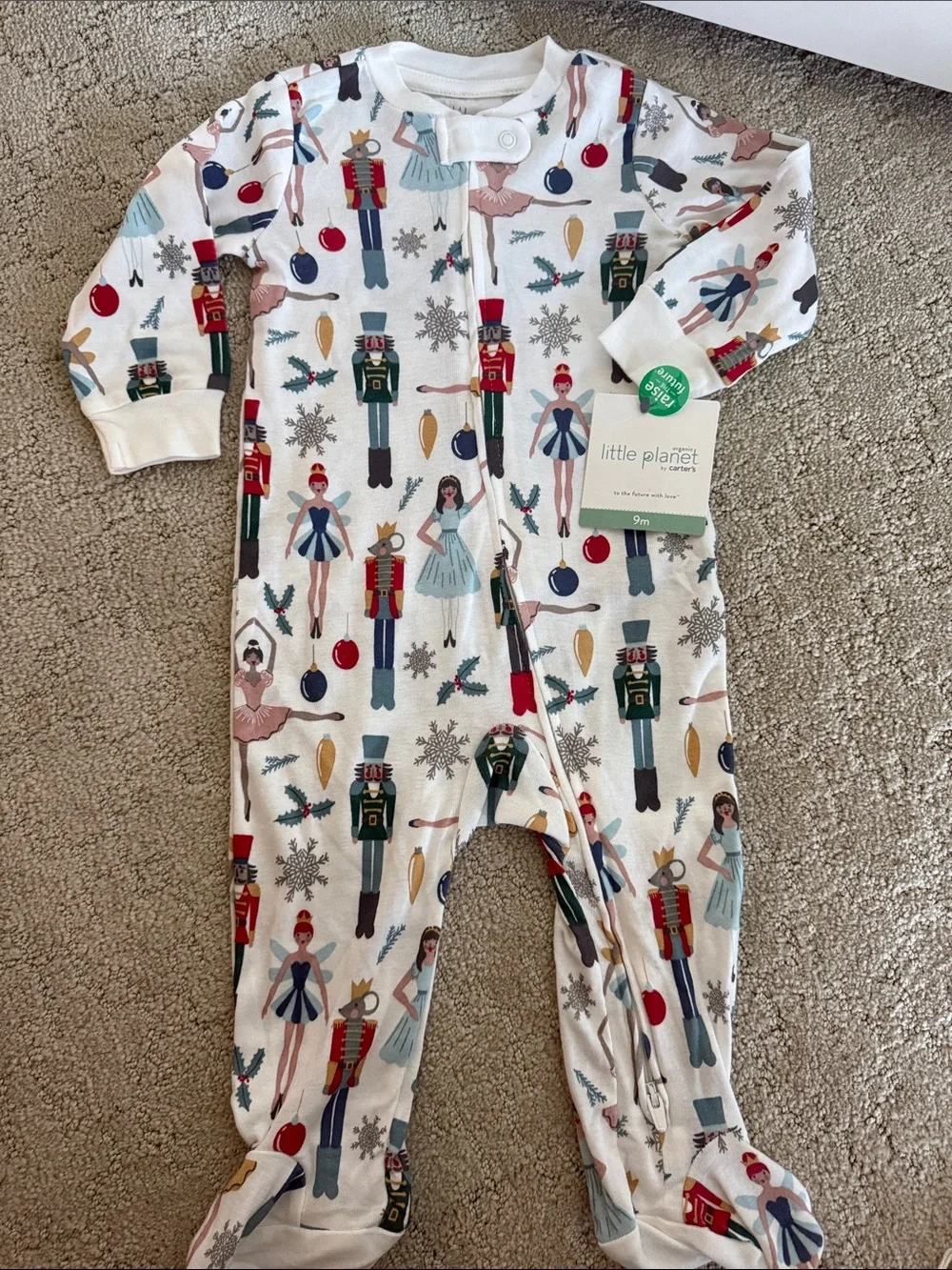 Carter’s Little planet Holiday Nutcracker Print Footed One-Piece - Brand new!